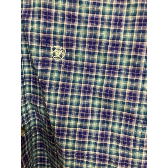 Men's Ariat Pro Series Stretch Classic Fit LS Buttonup Shirt Blue Plaid Size L - Picture 3 of 9